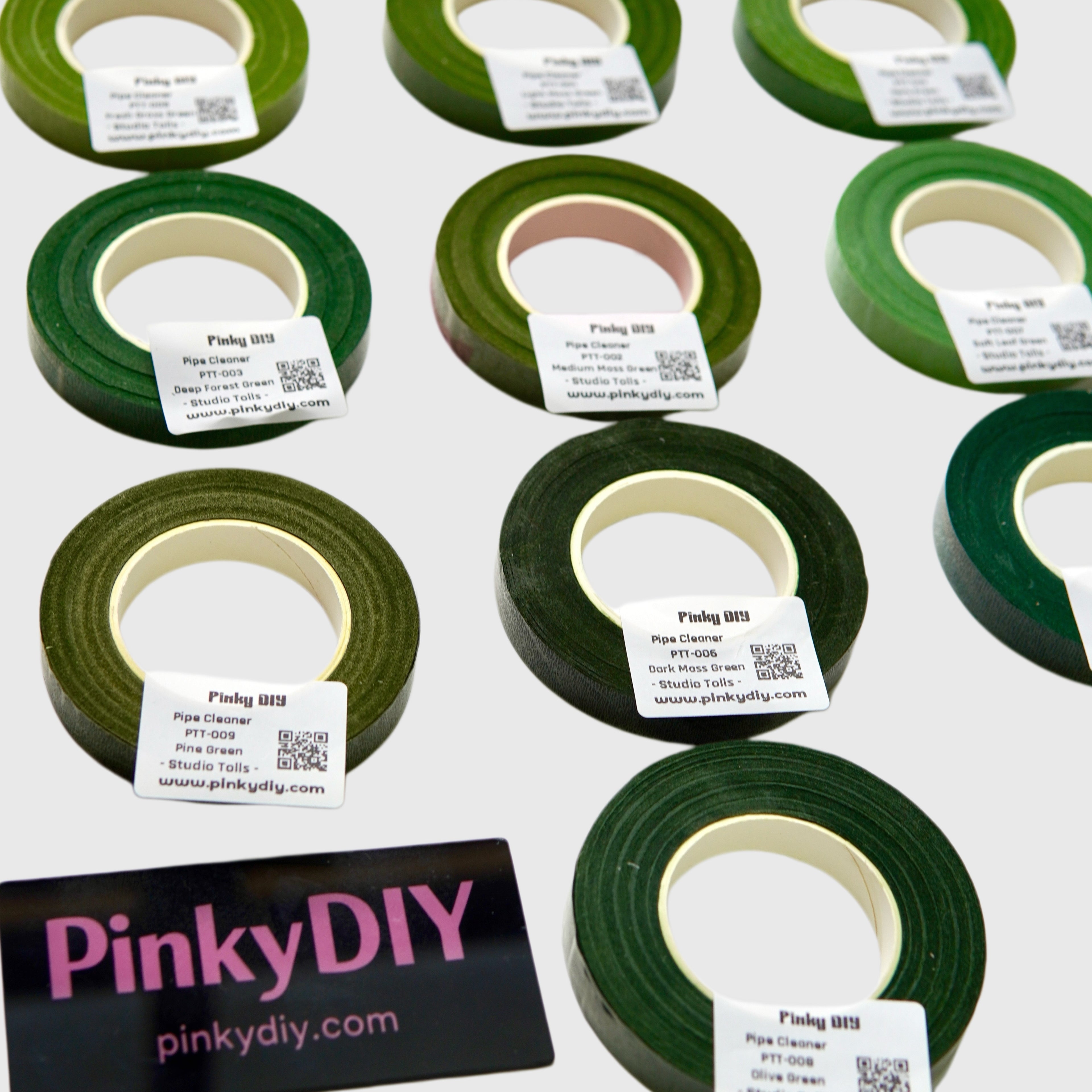 Green Floral Tape (Leaf, Moss & Olive Tones) - for DIY Crafts & Pipe Cleaner Flowers