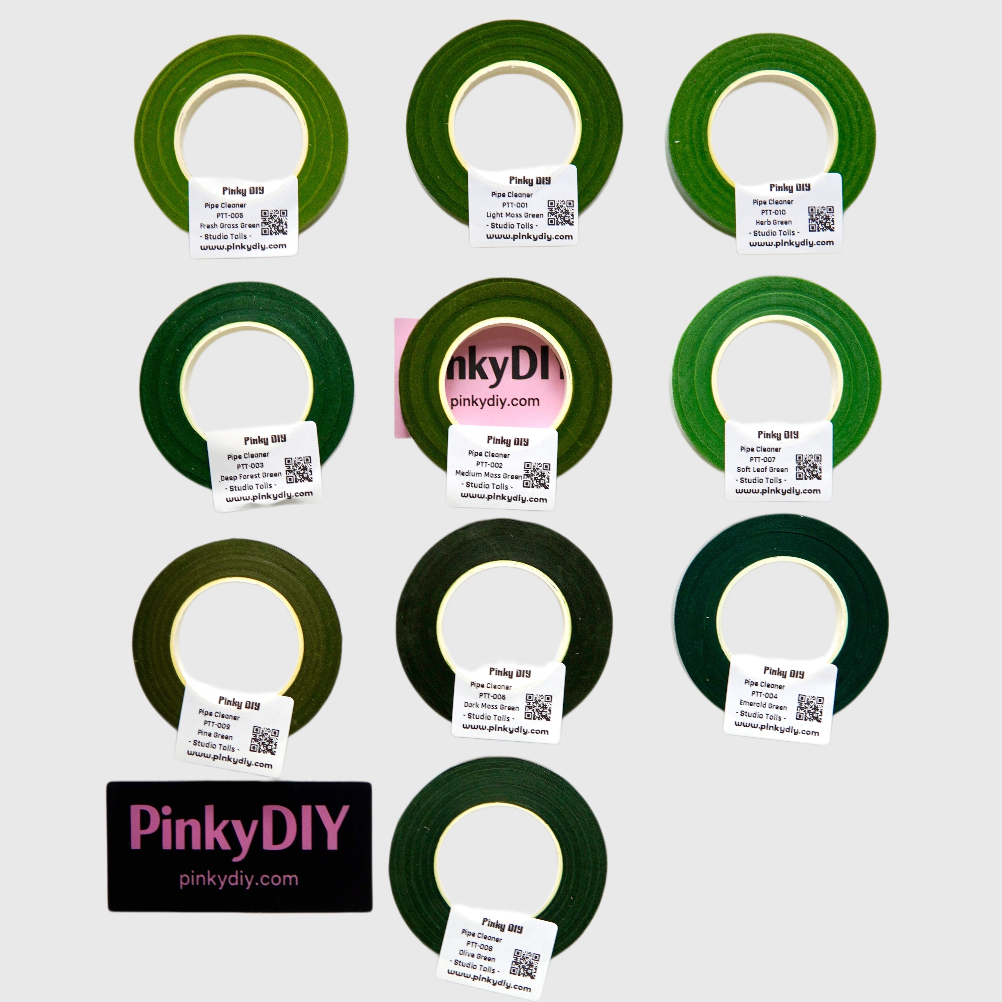Green Floral Tape (Leaf, Moss & Olive Tones) - for DIY Crafts & Pipe Cleaner Flowers