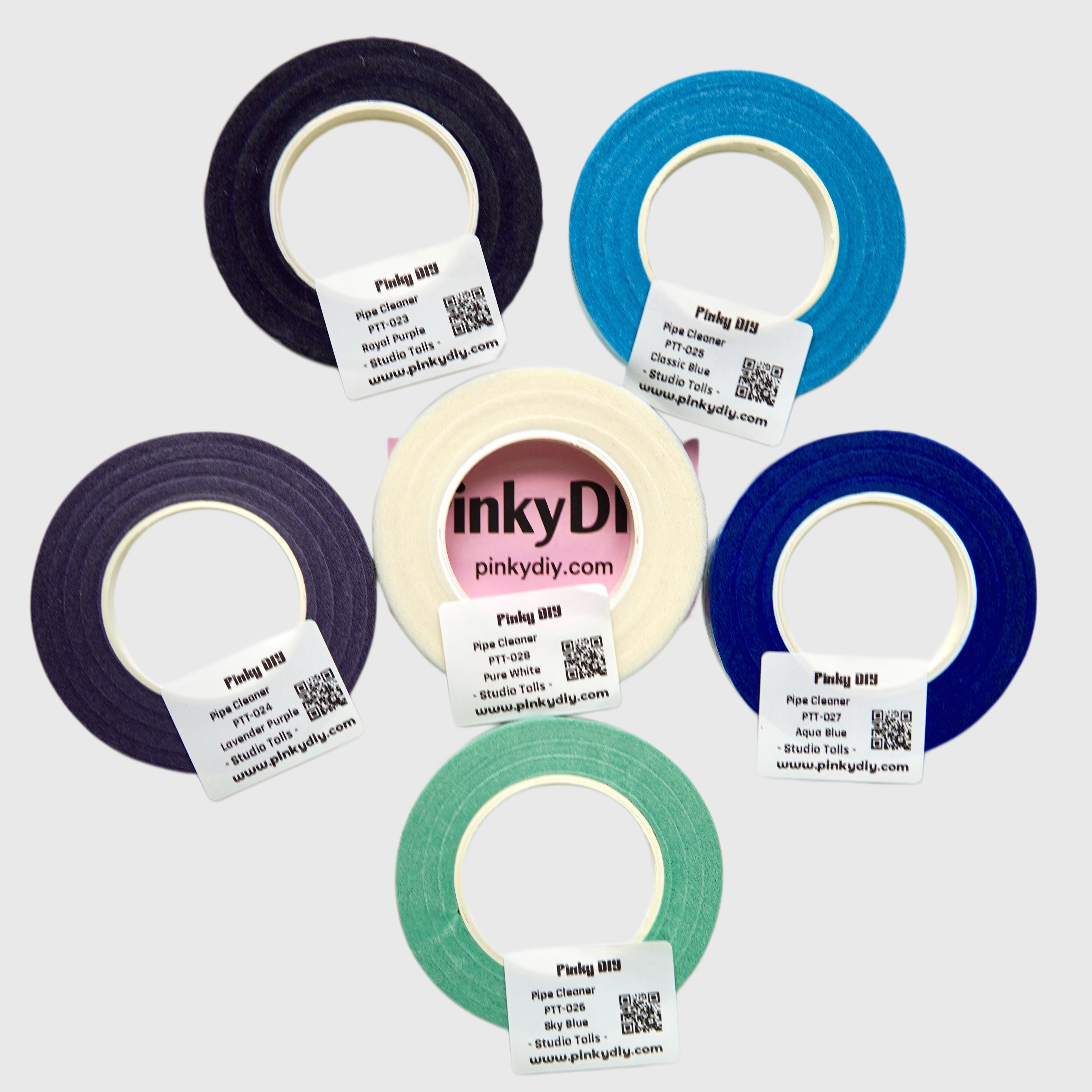 Blue, Purple & White Floral Tape (Sky, Aqua & Lavender Tones)