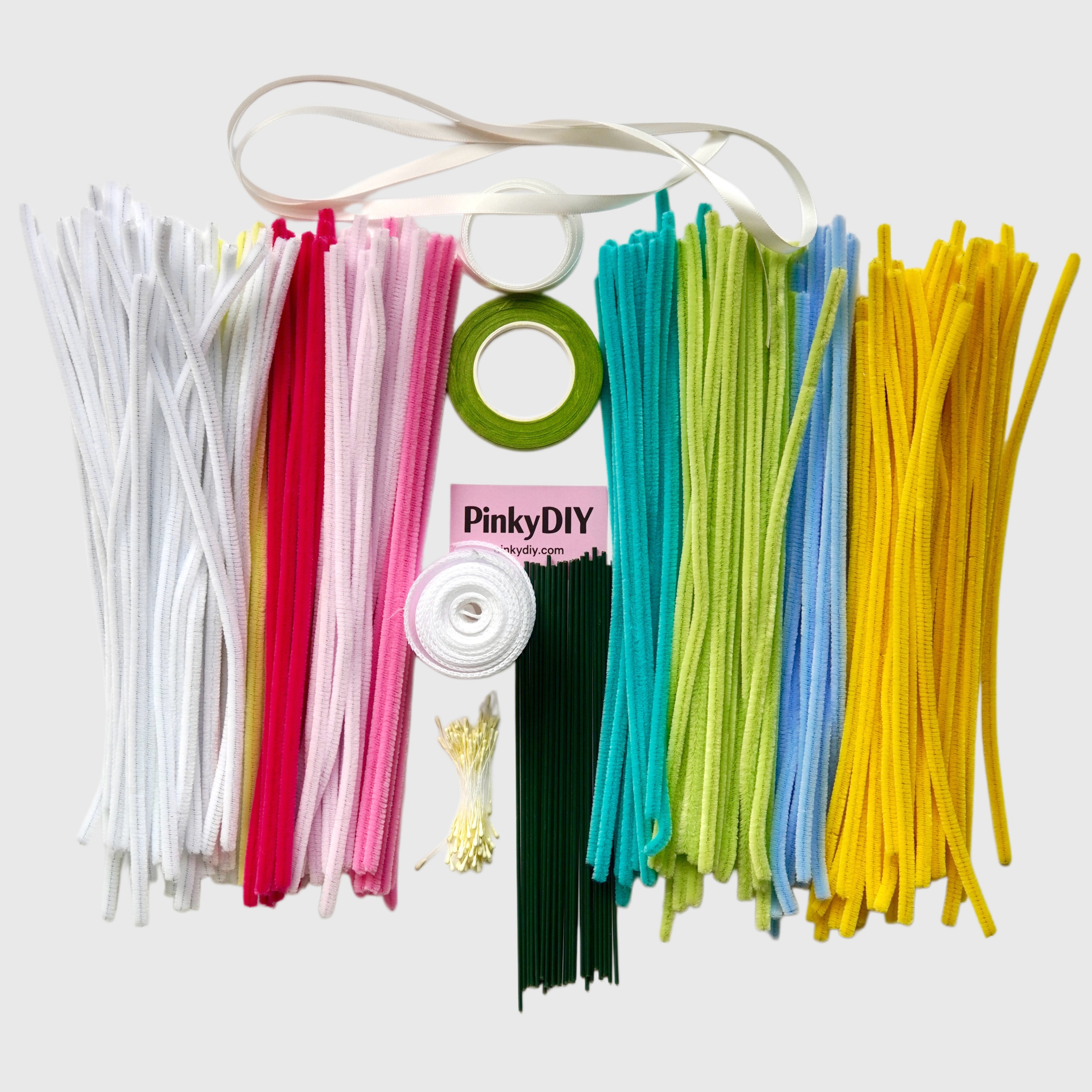 Color-Block Rainbow Pipe Cleaner Bouquet Kit – DIY Handmade Floral Gift Set