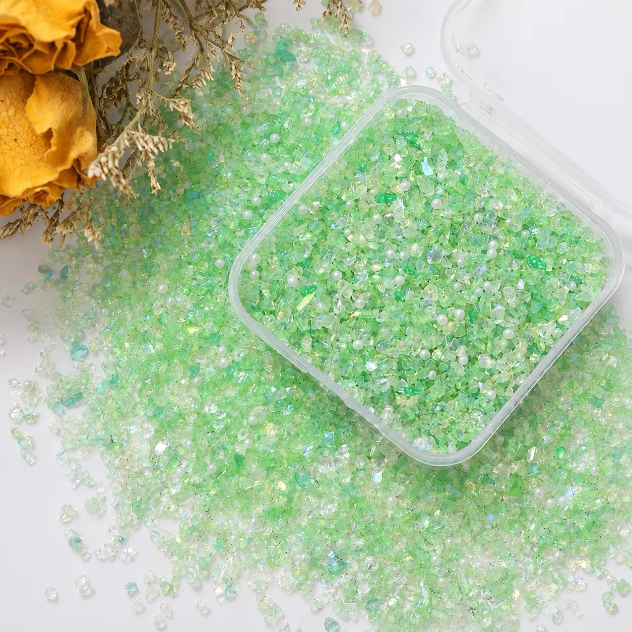 Fresh Green Crushed Crystal Mix Pack – 30g | DIY Bedazzle Materials