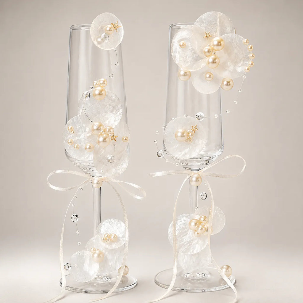 DIY Shell & Pearl Toast Champagne Flute Kit
