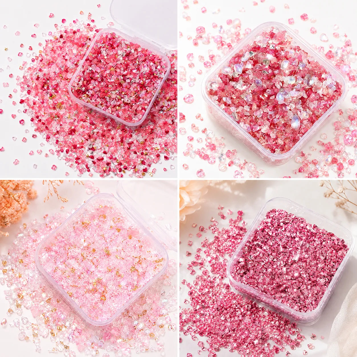 Pink & Rose Crushed Crystal Mix Pack – 30g | DIY Bedazzle Materials