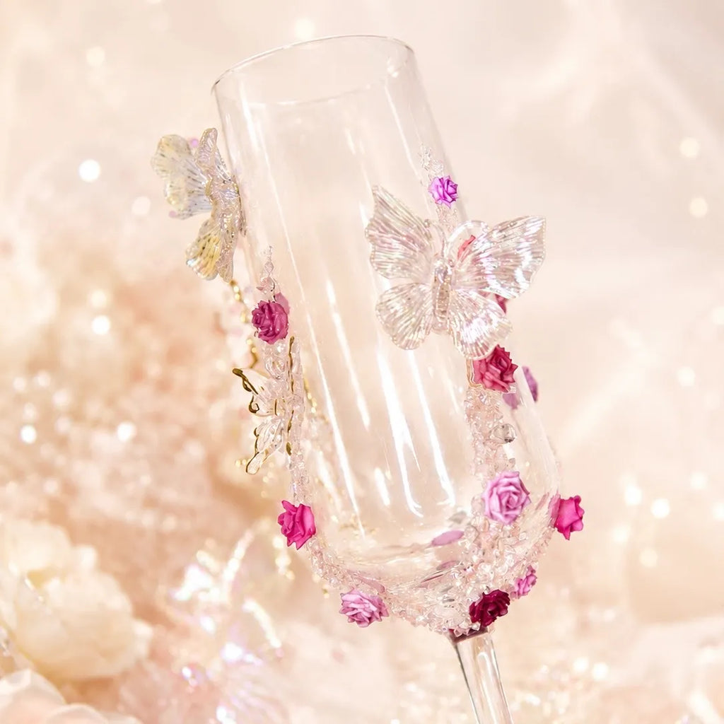 Dusty Rose - DIY Crystal Rhinestone & Artificial Pearl Toast Champagne Flute Kit