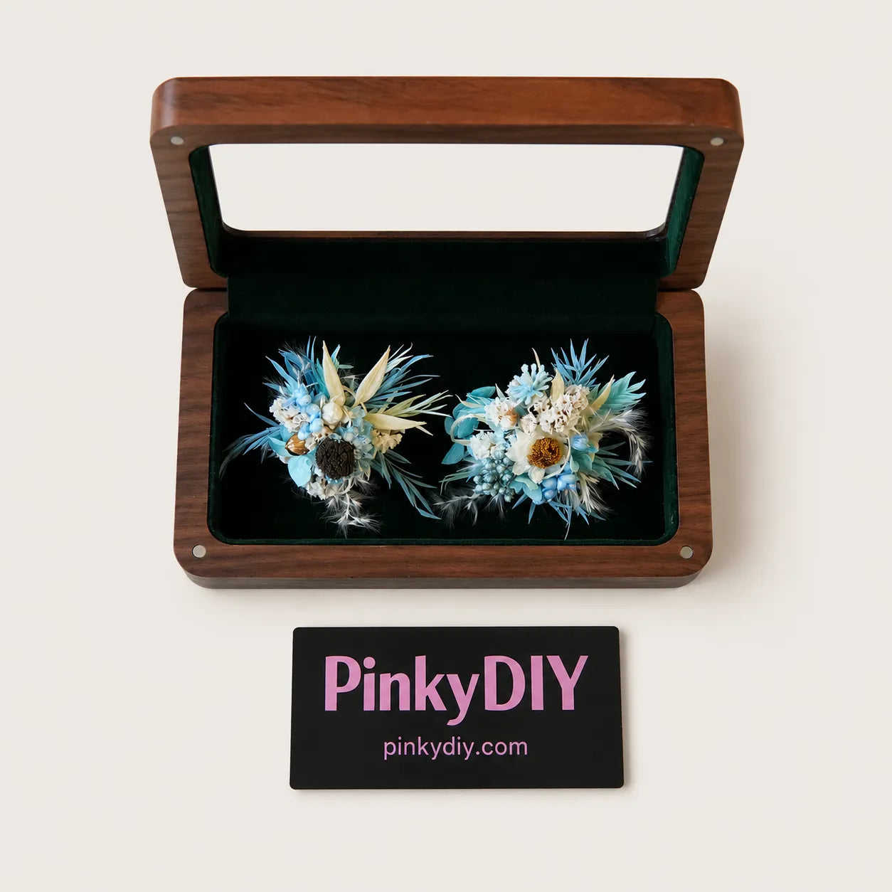 Flower Ring DIY Kit (Set of 2) - Blue Whisper - Handmade Mini Bouquet Rings
