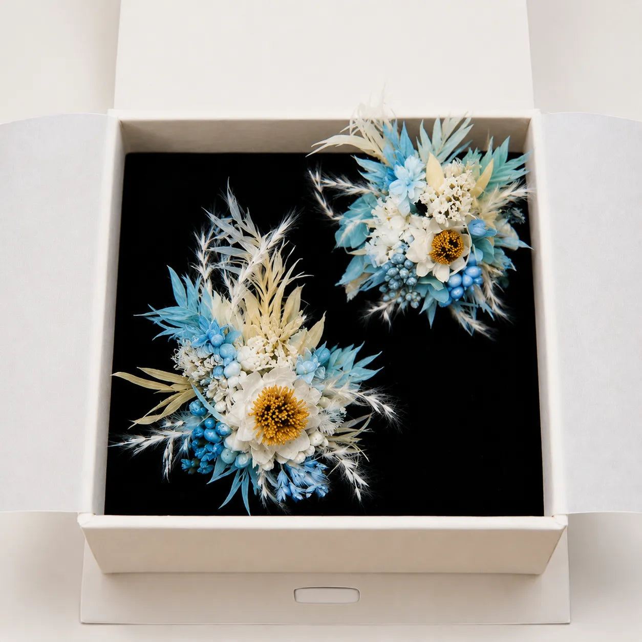 Flower Ring DIY Kit (Set of 2) - Blue Whisper - Handmade Mini Bouquet Rings