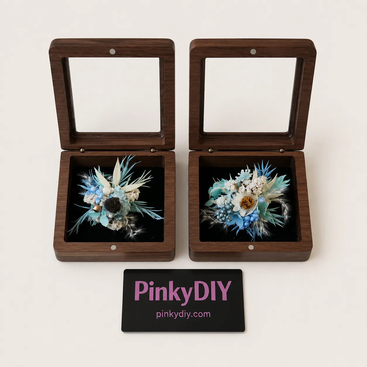 Flower Ring DIY Kit (Set of 2) - Blue Whisper - Handmade Mini Bouquet Rings