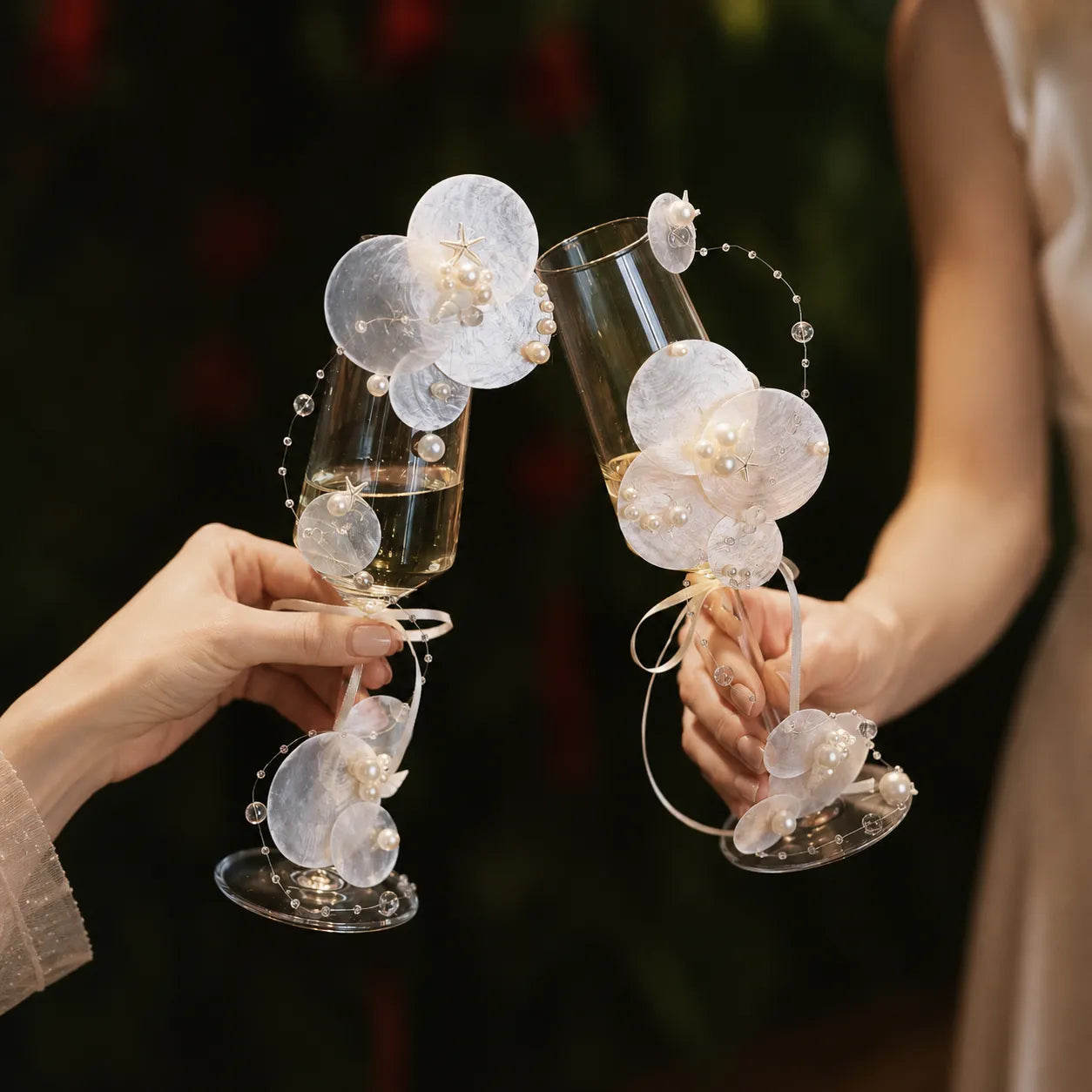 DIY Shell & Pearl Toast Champagne Flute Kit