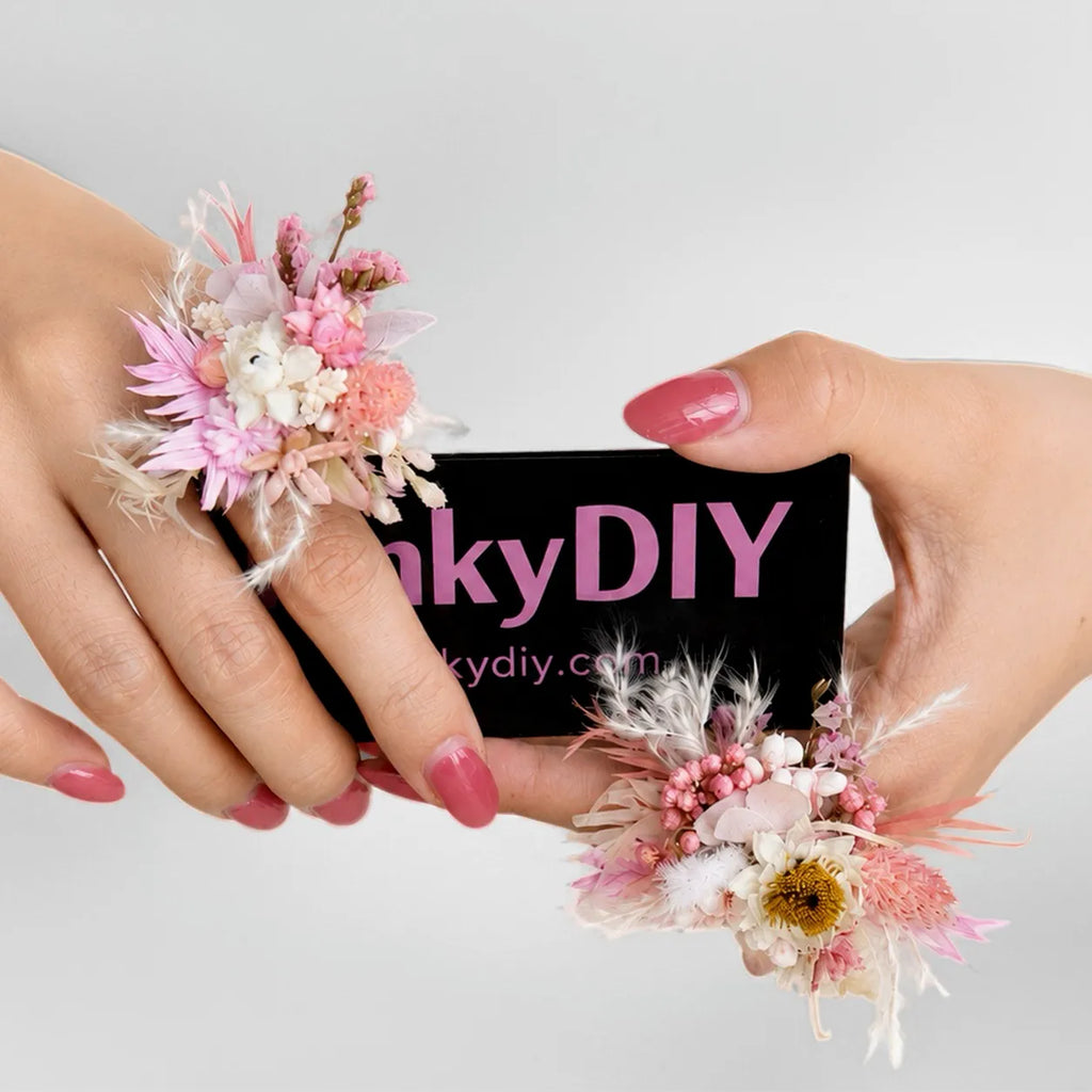 Kit DIY Bague Fleur (Lot de 2) - Jardin Blush - Bagues Mini Bouquet Faites Main