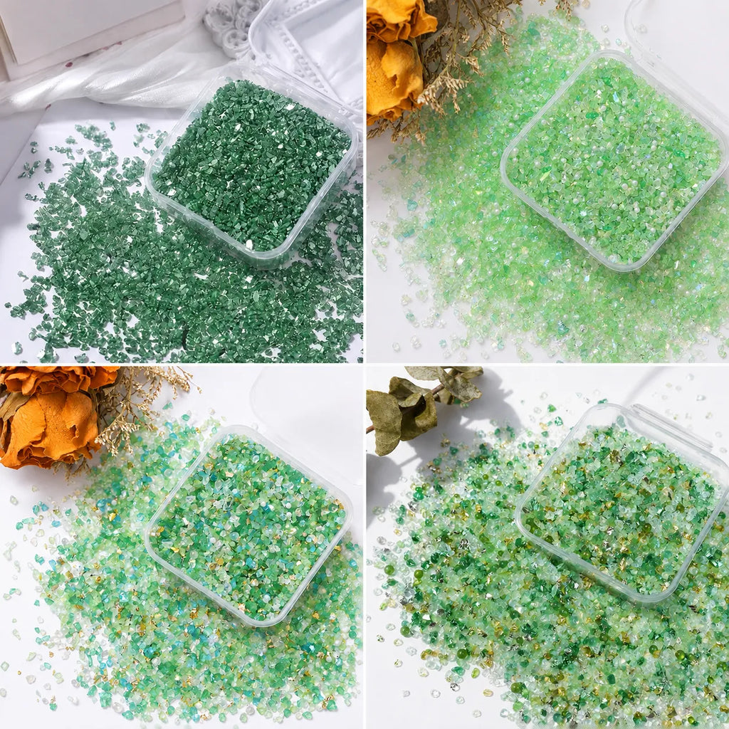 Fresh Green Crushed Crystal Mix Pack – 30g | DIY Bedazzle Materials