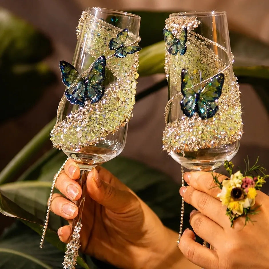 Woodland Reverie - DIY Crystal Rhinestone Butterfly Toast Champagne Flute Kit
