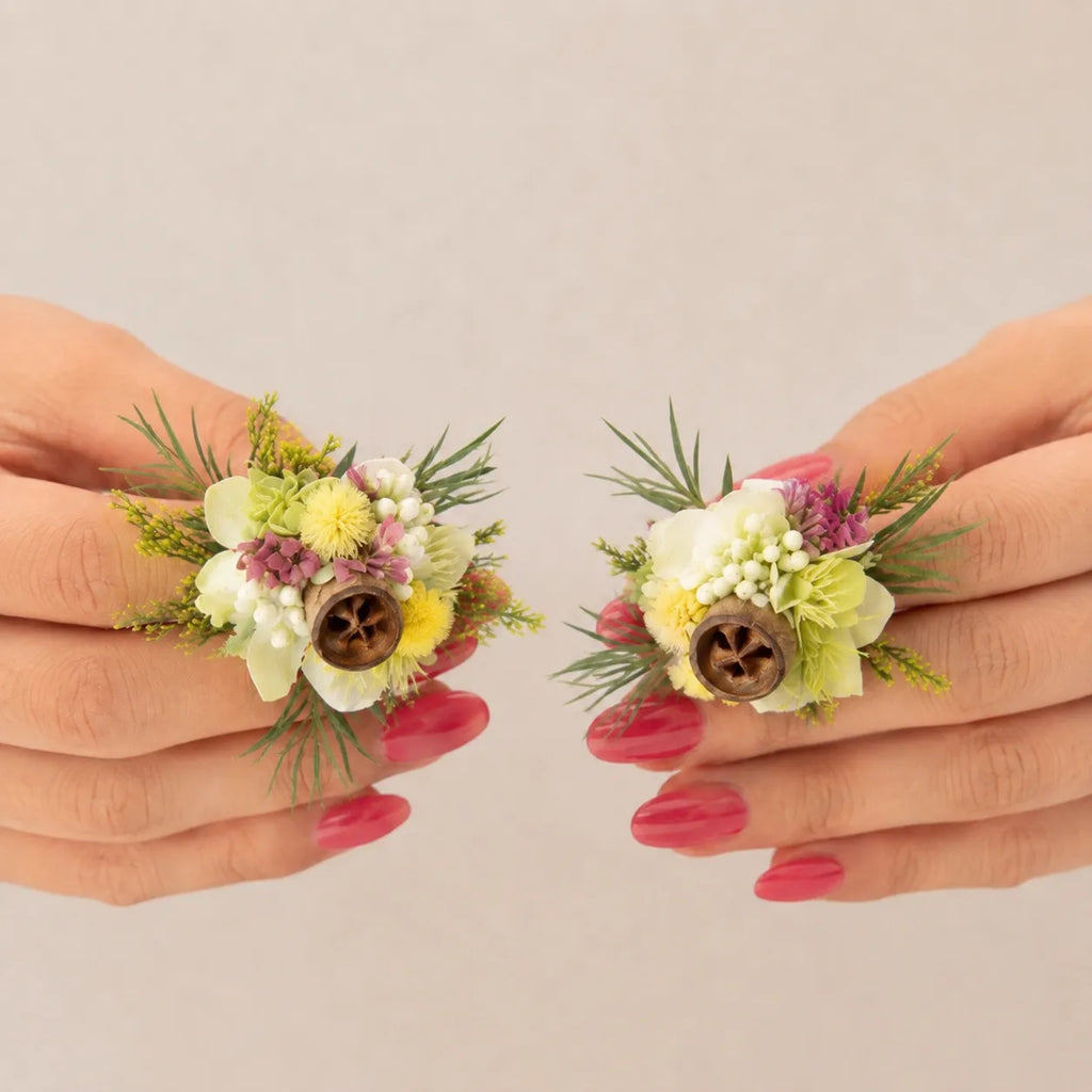 Kit DIY Bague Fleur (Lot de 2) - Rêverie Sylvestre - Bagues Mini Bouquet Faites à la Main (Copie)