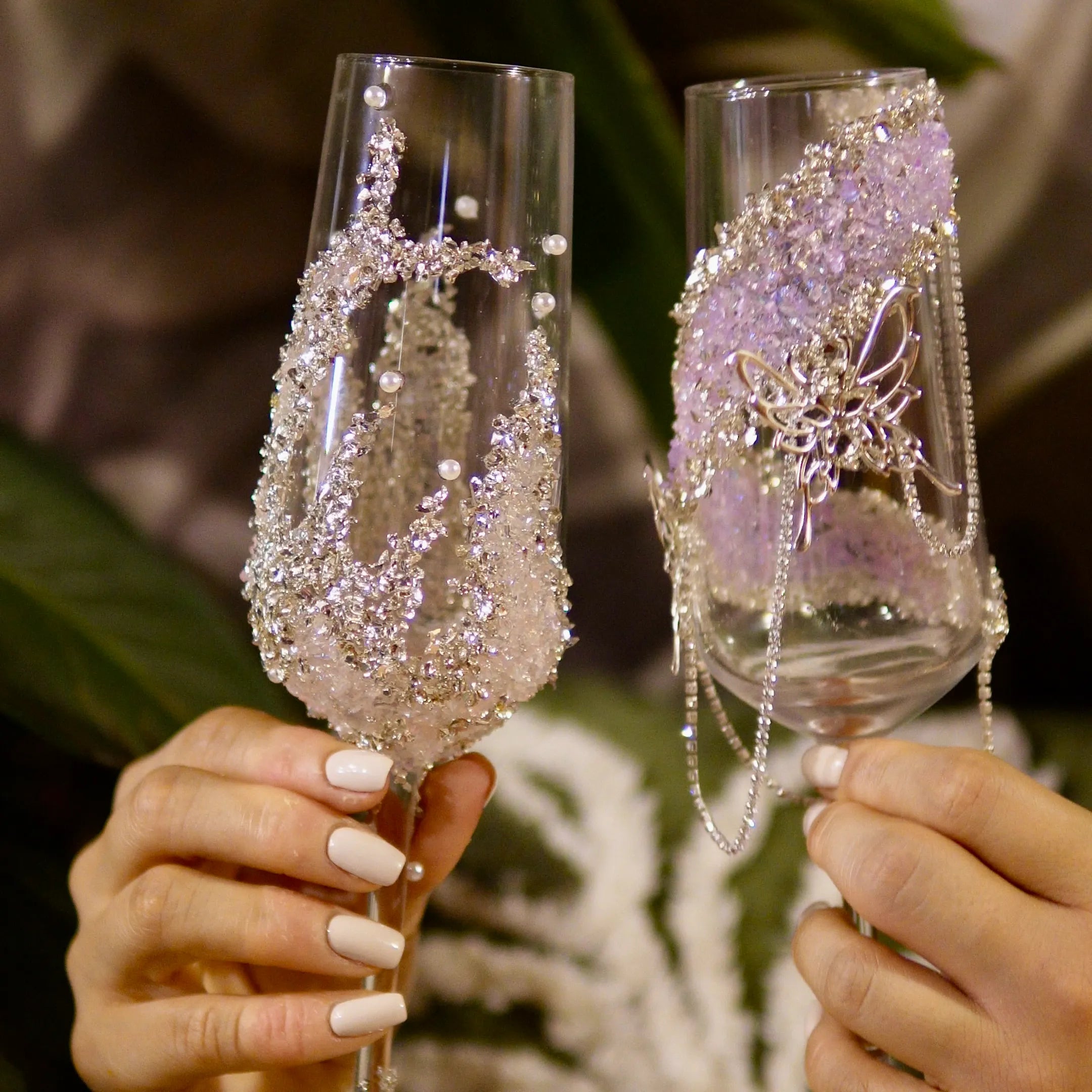 Blush Romance - DIY Crystal Rhinestone & Artificial Pearl Toast Champagne Flute Kit