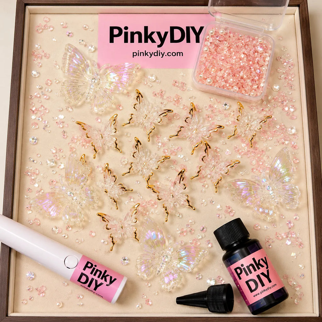 Dusty Rose - DIY Crystal Rhinestone & Artificial Pearl Toast Champagne Flute Kit