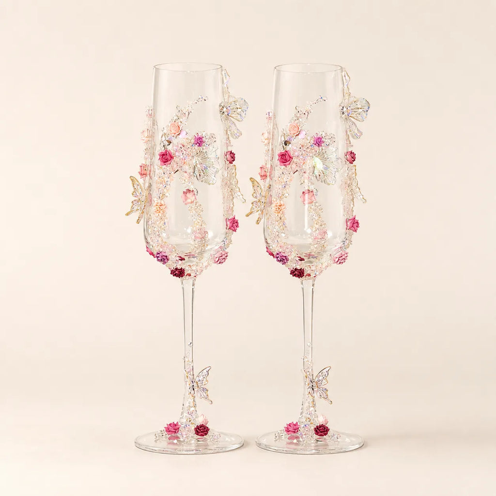 Dusty Rose - DIY Crystal Rhinestone & Artificial Pearl Toast Champagne Flute Kit