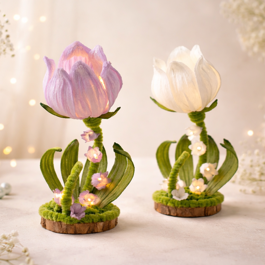 Handmade DIY Pipe Cleaner Kit – Lily of the Valley Night Light for Bedroom & Creative Decor