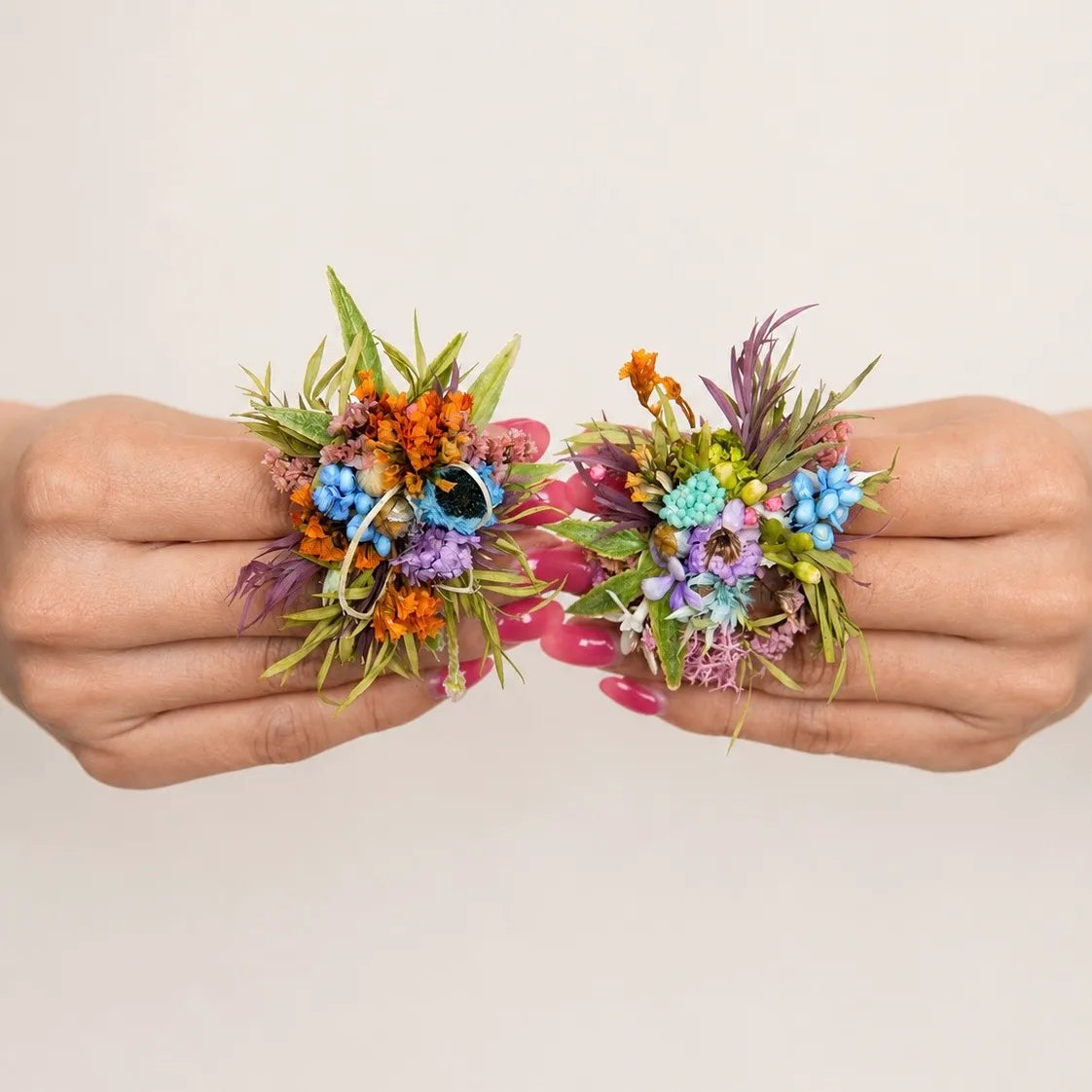 Flower Ring DIY Kit (Set of 2) - Wild Mix - Handmade Mini Bouquet Rings