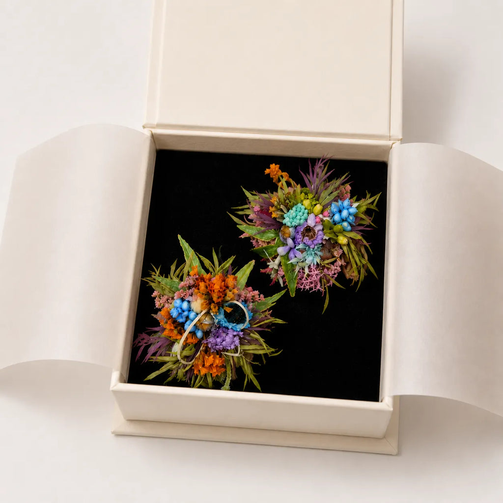 Kit DIY Bagues Fleuries (Lot de 2) - Mélange Sauvage - Bagues Mini Bouquets Faits Main
