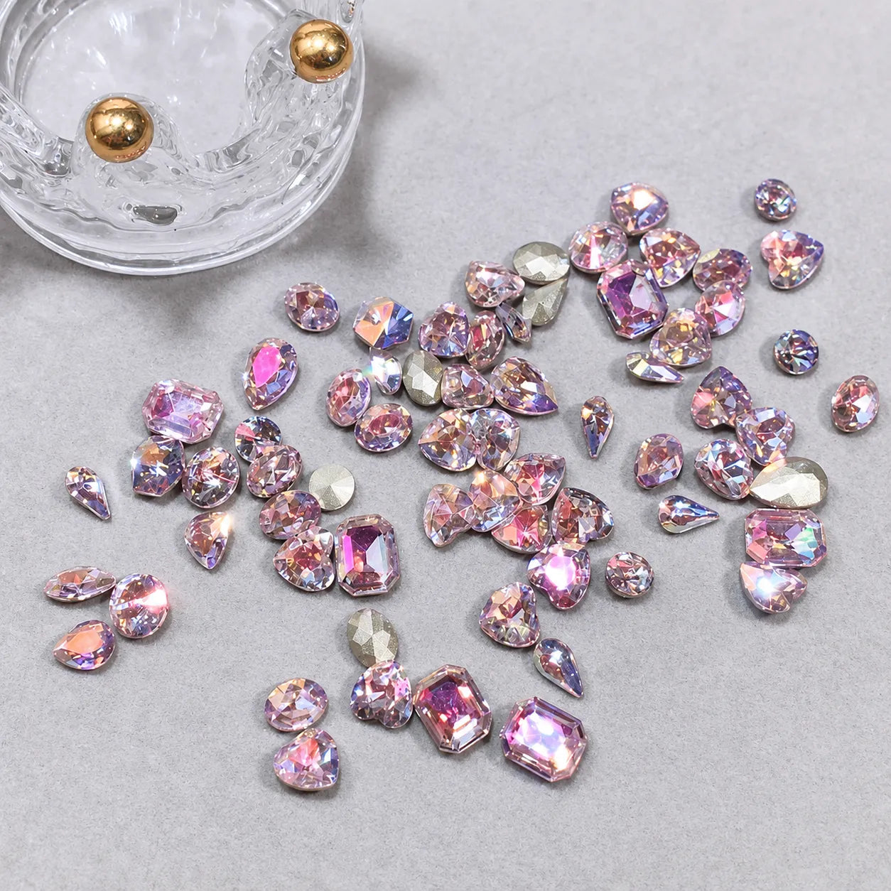 Pink Shaped Crystal Gems – 30 pcs | DIY Bedazzle Embellishments