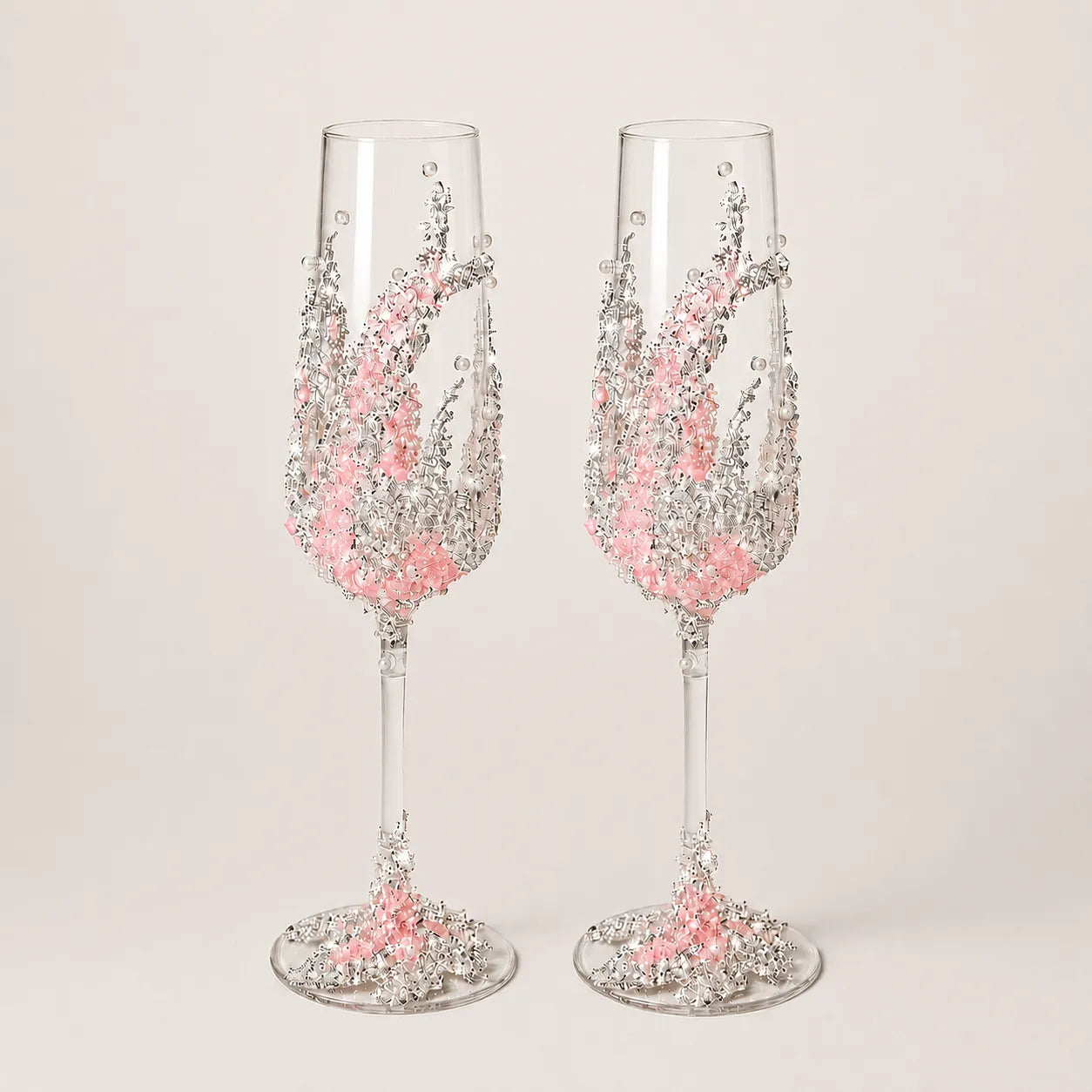 Blush Romance - DIY Crystal Rhinestone & Artificial Pearl Toast Champagne Flute Kit