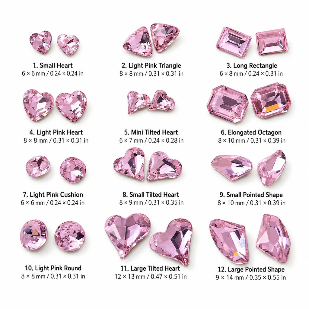 Pink Shaped Crystal Gems – 30 pcs | DIY Bedazzle Embellishments