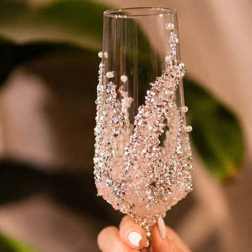 Blush Romance - DIY Crystal Rhinestone & Artificial Pearl Toast Champagne Flute Kit