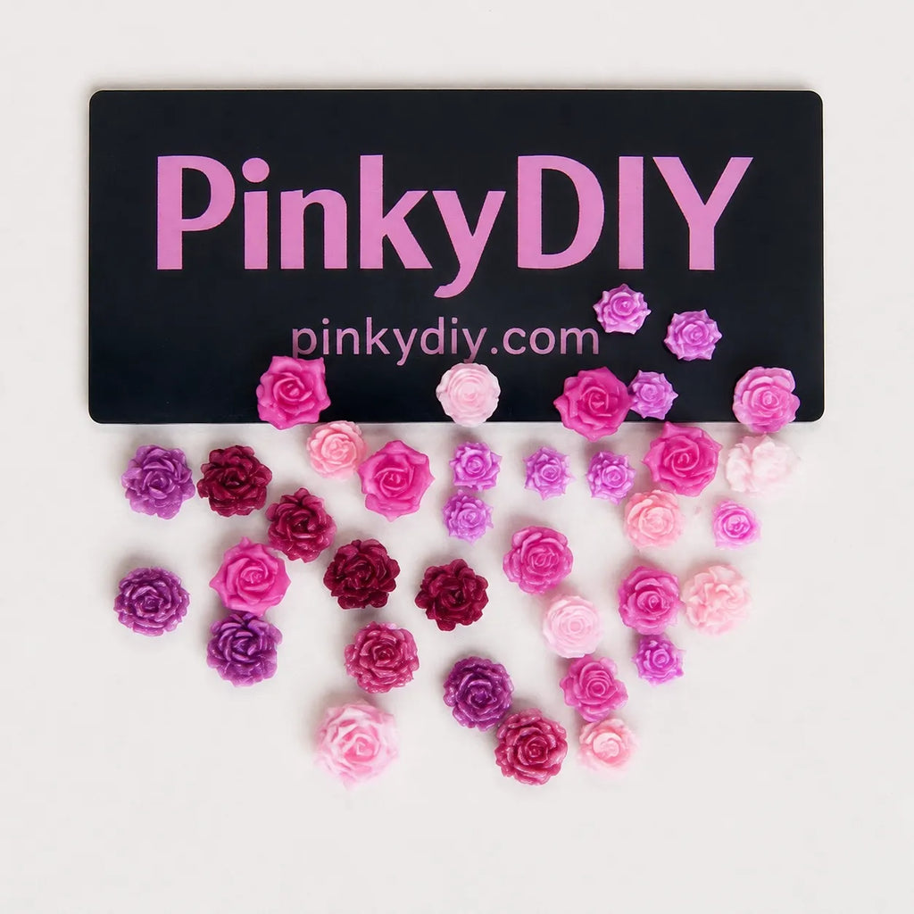 Pink & Red Mini Rose Charm Mix – 50 pcs | DIY Floral Embellishments