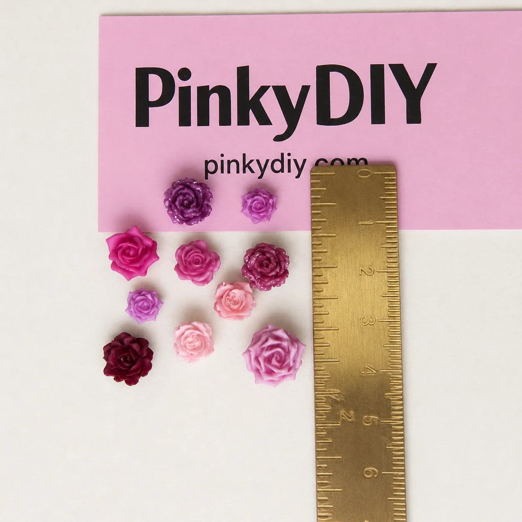 Pink & Red Mini Rose Charm Mix – 50 pcs | DIY Floral Embellishments