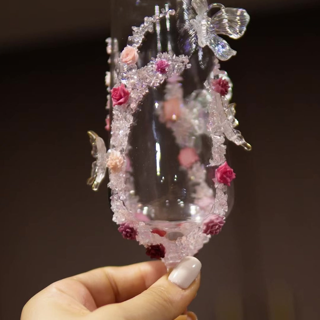 Dusty Rose - DIY Crystal Rhinestone & Artificial Pearl Toast Champagne Flute Kit