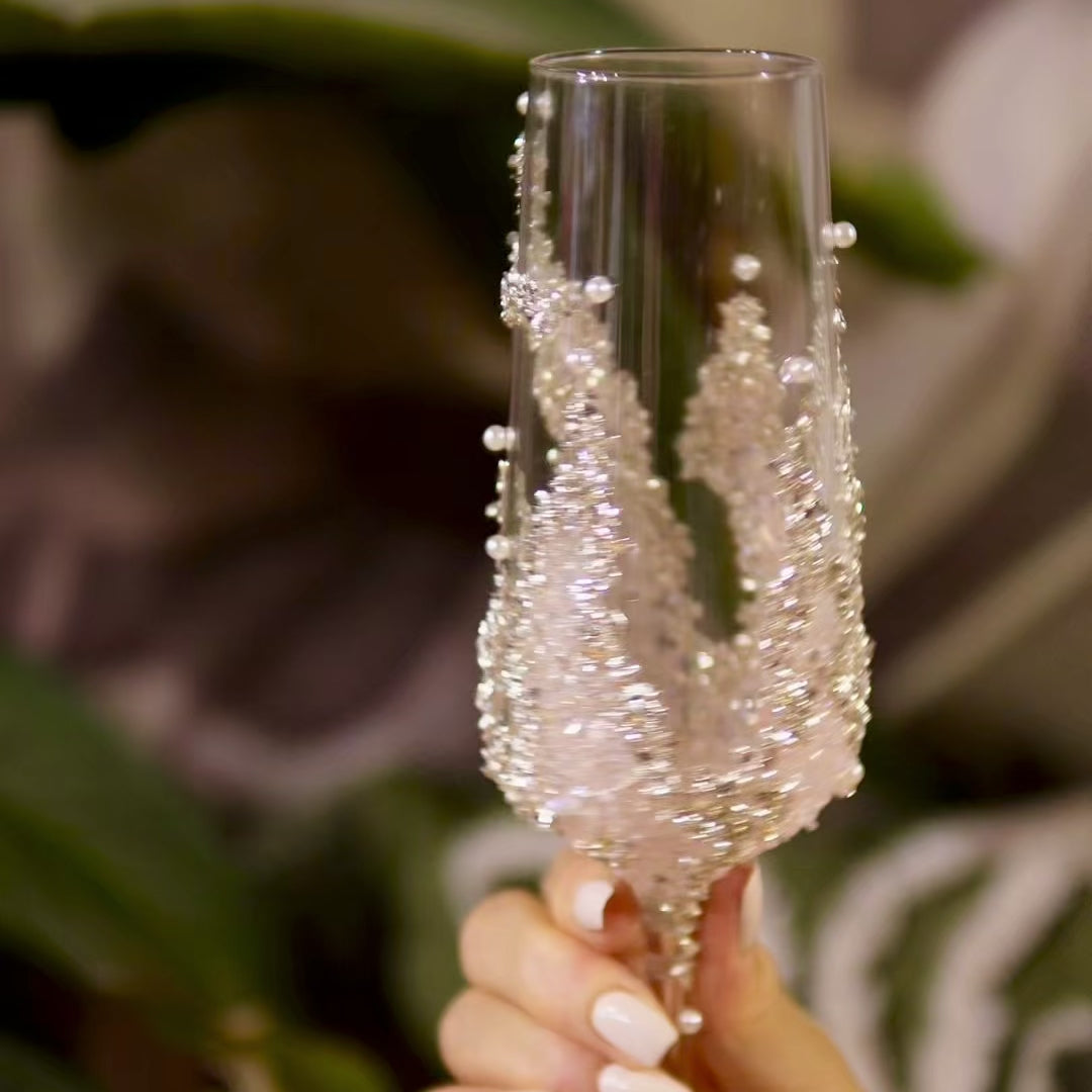 Blush Romance - DIY Crystal Rhinestone & Artificial Pearl Toast Champagne Flute Kit