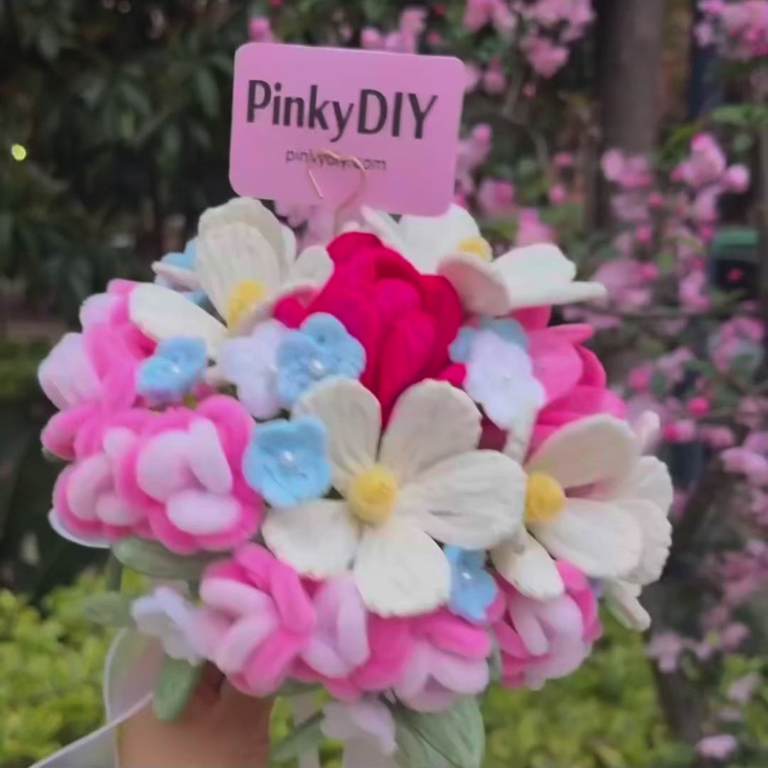 Kit DIY Bouquet de fleurs printanières aux tons pastel doux (Marguerite & Rose)