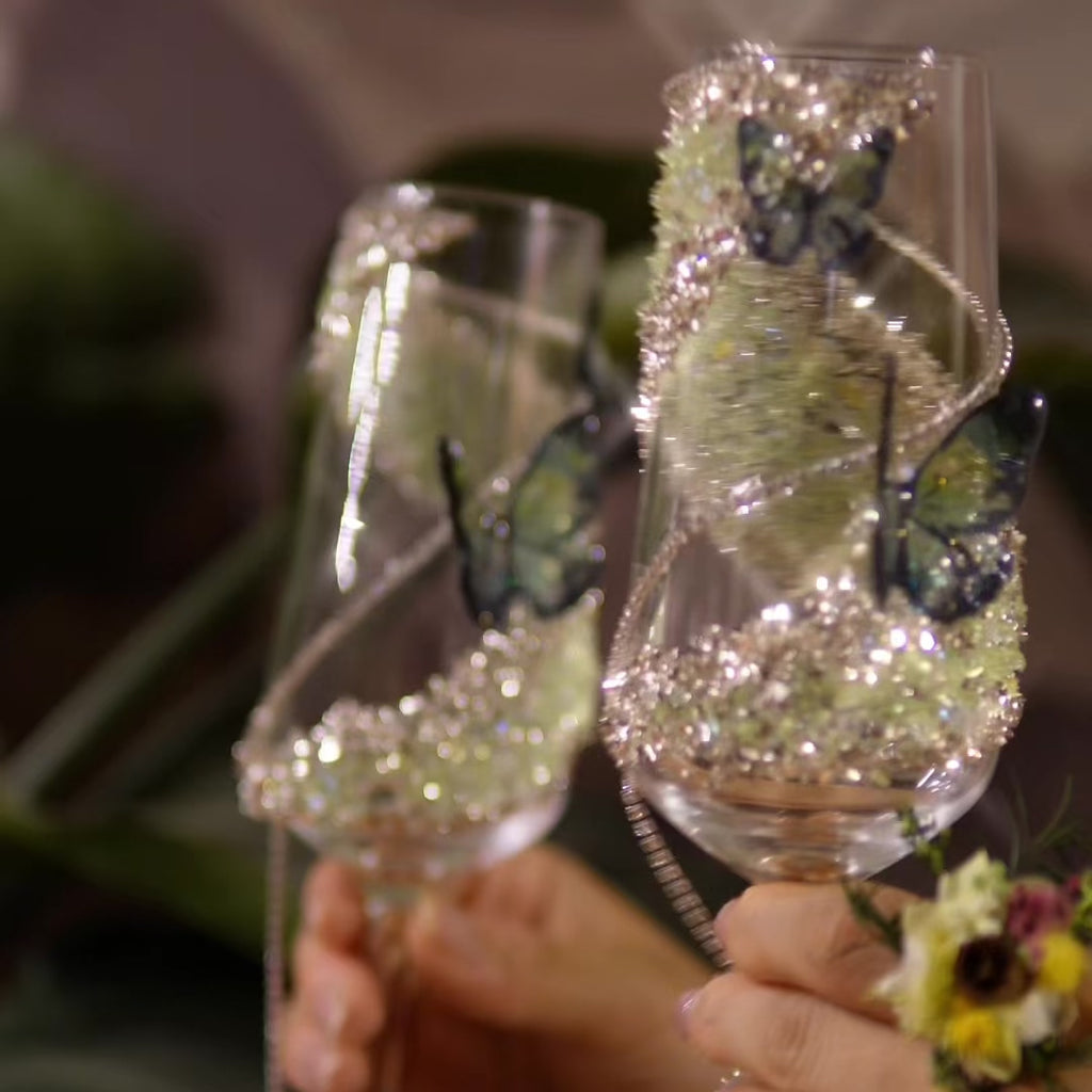 Woodland Reverie - DIY Crystal Rhinestone Butterfly Toast Champagne Flute Kit