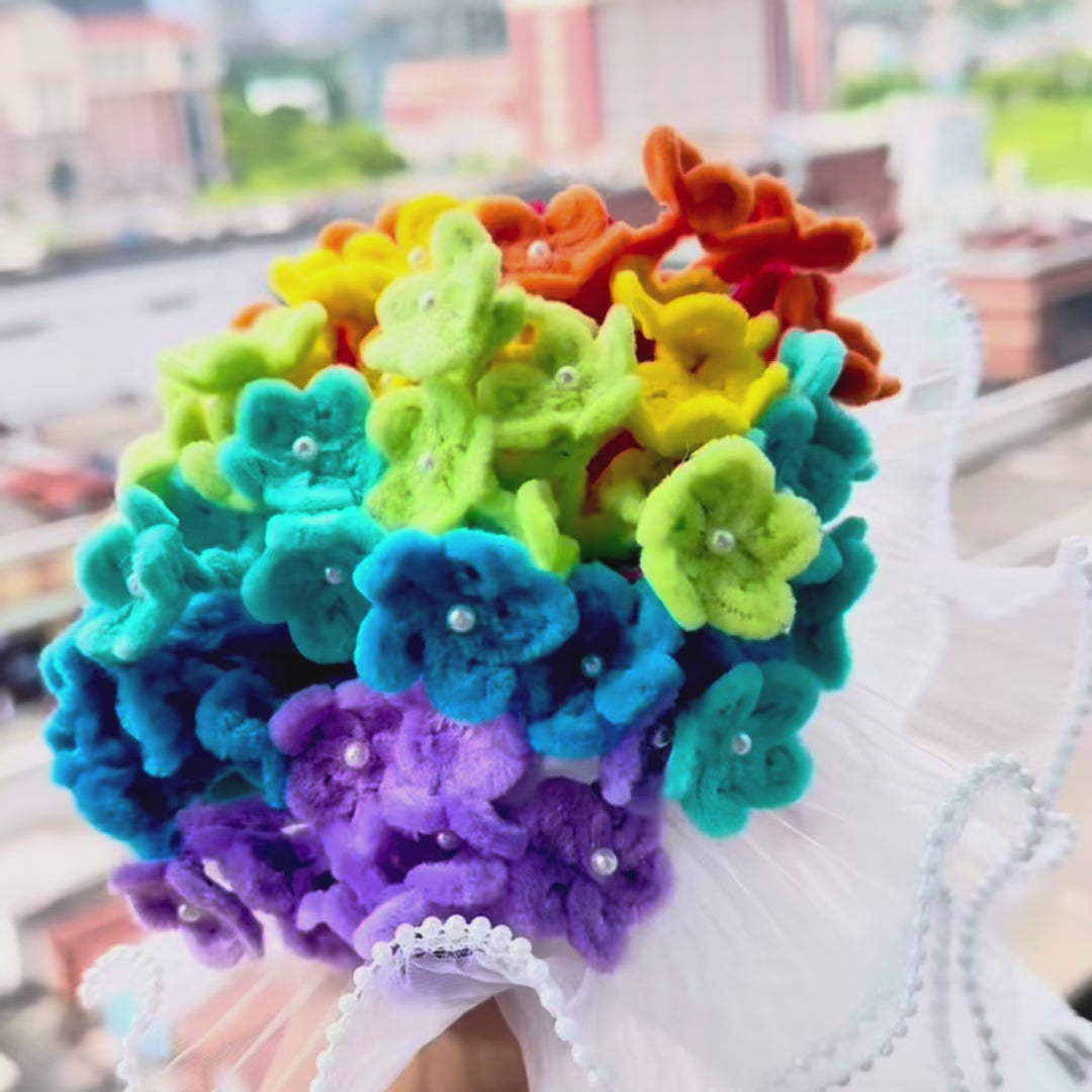 Rainbow Dopamine Pipe Cleaner Flower Bouquet DIY Kit