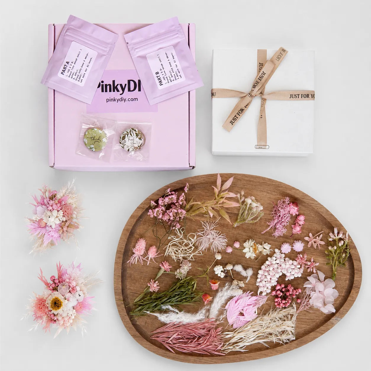 Flower Ring DIY Kit (Set of 2) - Blush Garden - Handmade Mini Bouquet Rings