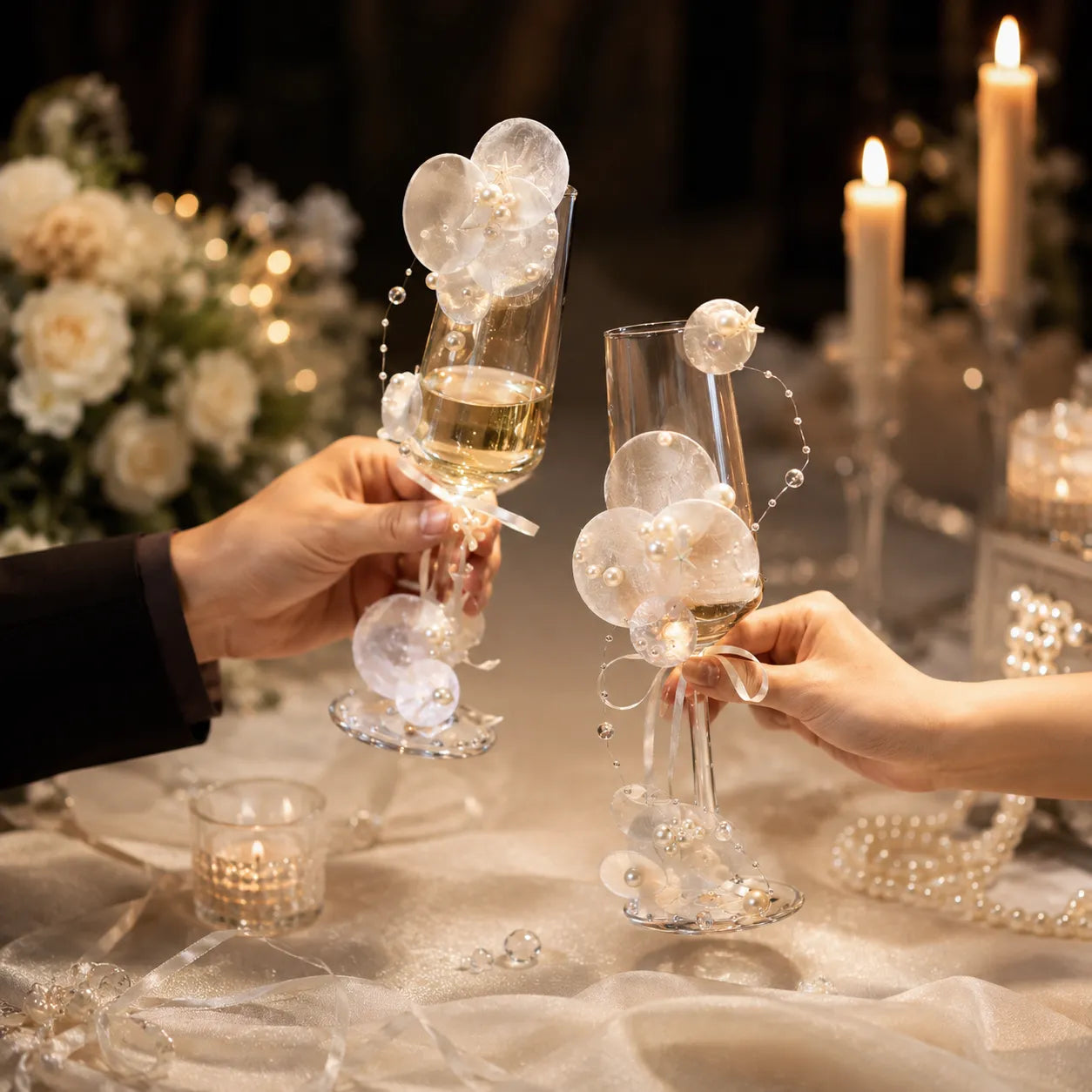DIY Shell & Pearl Toast Champagne Flute Kit
